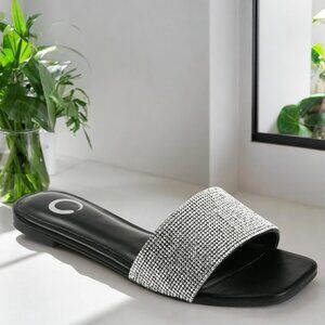 Journee Womens Black Grayce Tru Slide Flat Evening Dress Sandals Size 10M NIB